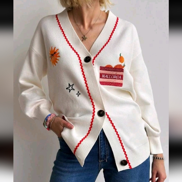 Sweaters - Women's Winter Sweater Fashion Casual Commuter Versatile Fruit Long Sleeve Sweat